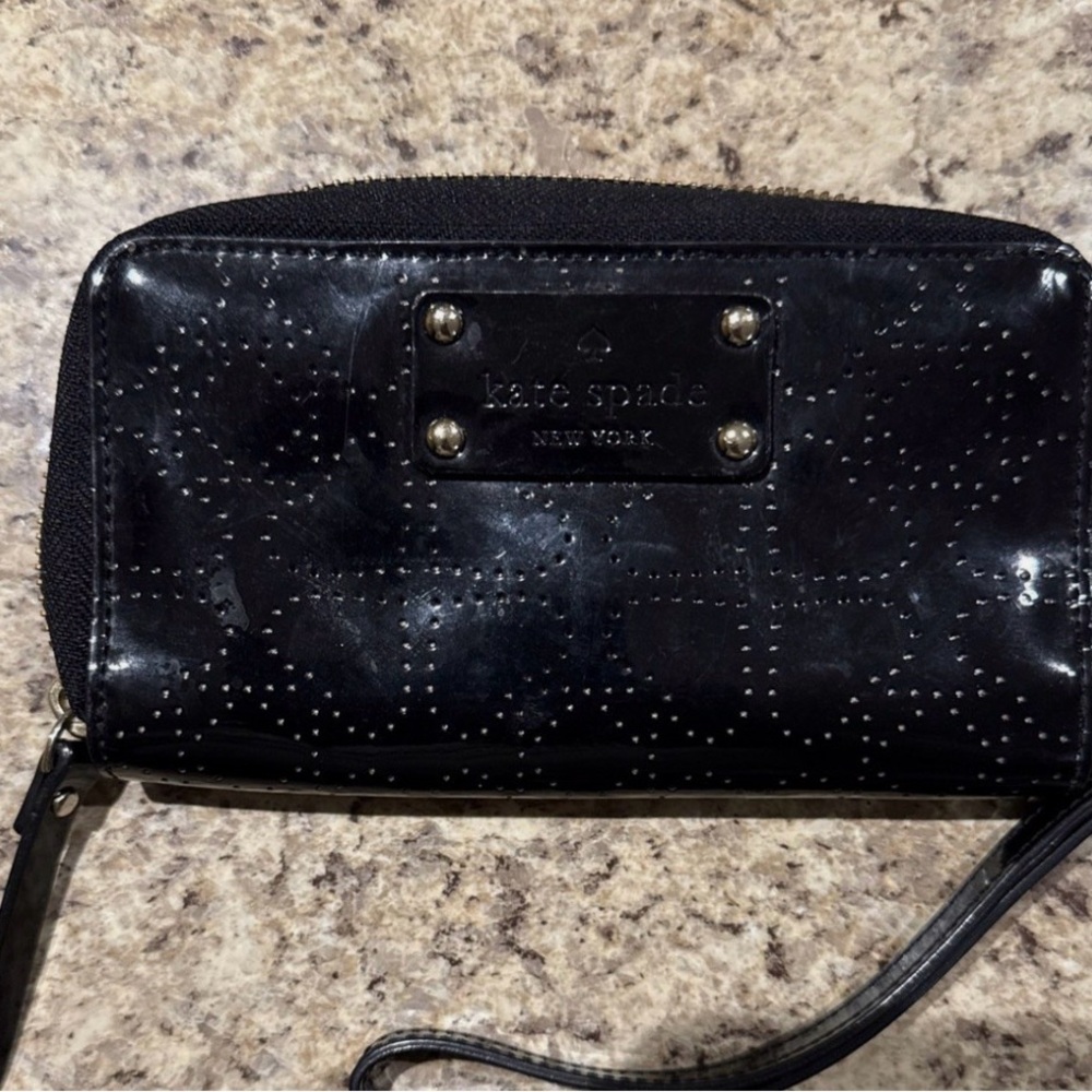 Kate Spade Shiny Black Wristlet Wallet